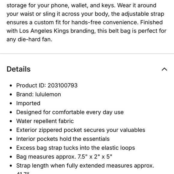 Fanatics LA Kings LuLuLemon everywhere bag / NEW with tags / sealed bag - Picture 7 of 9